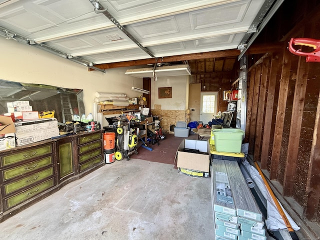 garage featuring a workshop area