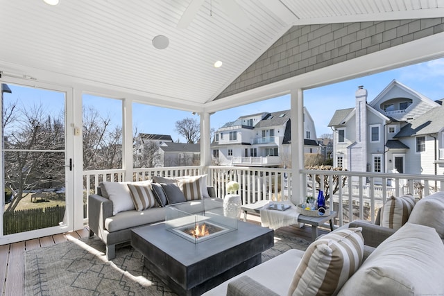40 Fairfield Beach Rd, Fairfield, CT 06824 - sunroom / solarium featuring lofted ceiling and a residential view
