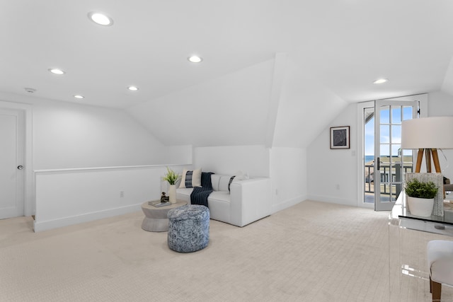 40 Fairfield Beach Rd, Fairfield, CT 06824 - unfurnished room featuring carpet floors, lofted ceiling, recessed lighting, and baseboards