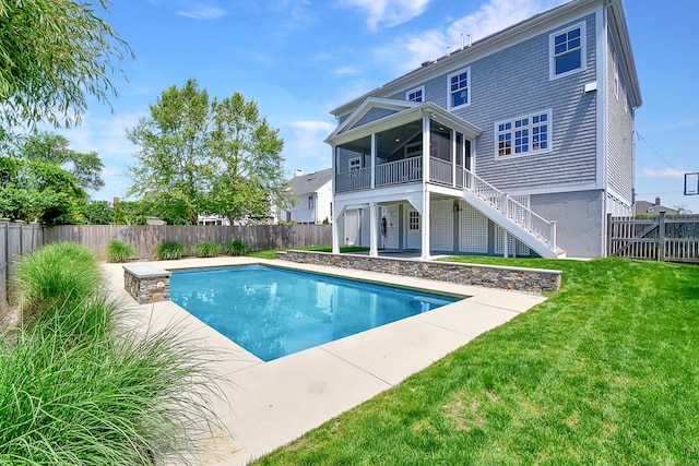 40 Fairfield Beach Rd, Fairfield, CT 06824 - view of pool featuring a sunroom, a patio area, and stairs