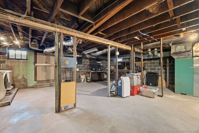 basement with washer and dryer