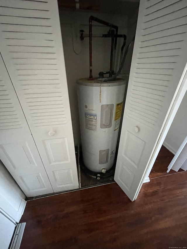 utility room with electric water heater