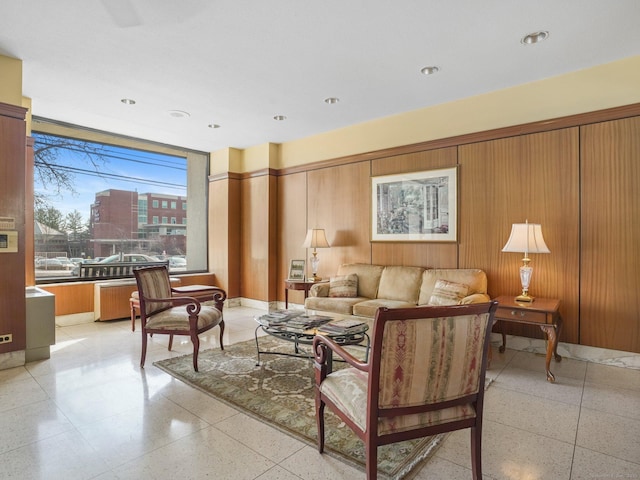 living area featuring recessed lighting