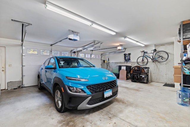 garage with a garage door opener