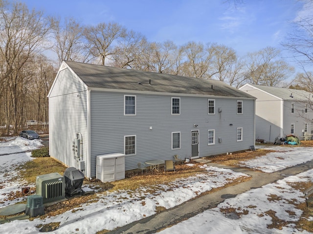 view of snow covered property