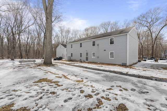 view of snow covered property