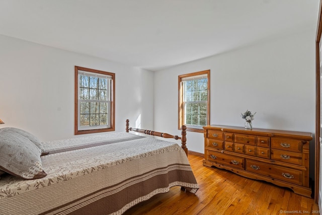 bedroom featuring light wood finished floors