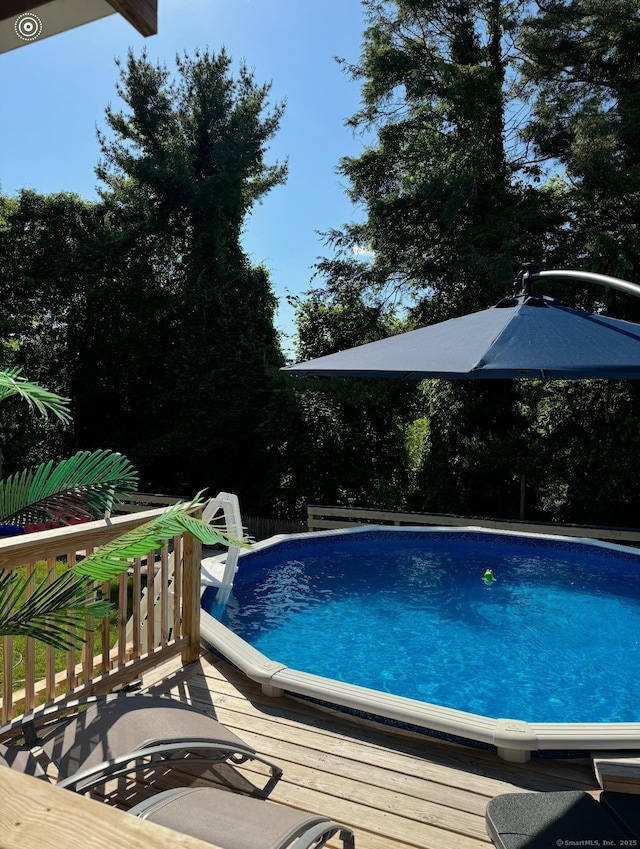 pool featuring a wooden deck