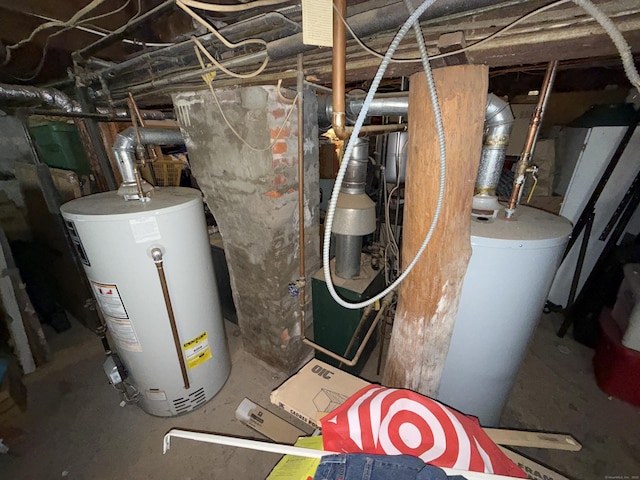 utility room with gas water heater