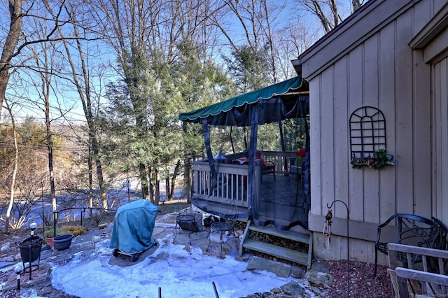 view of yard with a wooden deck