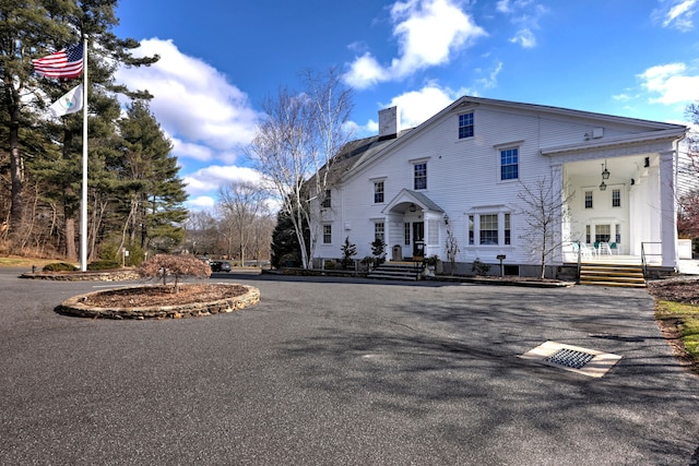 exterior space with a chimney