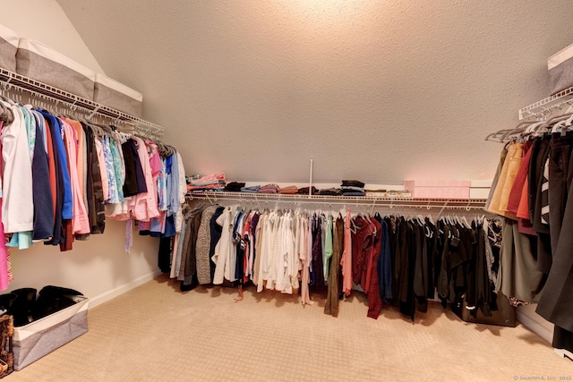 walk in closet featuring carpet floors