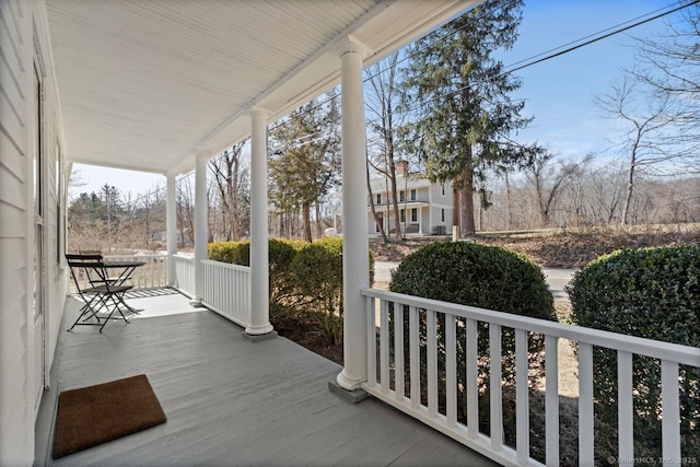 wooden terrace featuring a porch