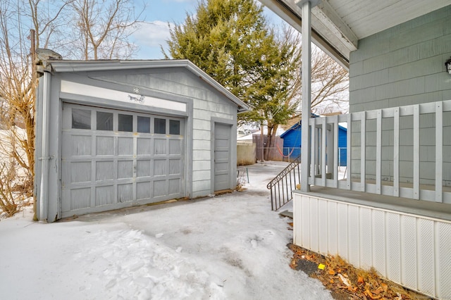 view of detached garage