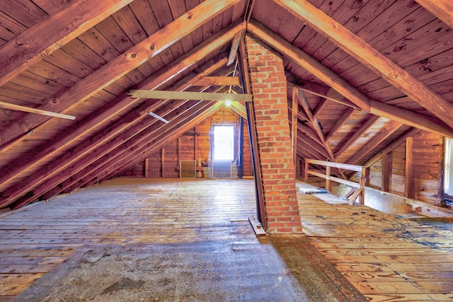 view of unfinished attic