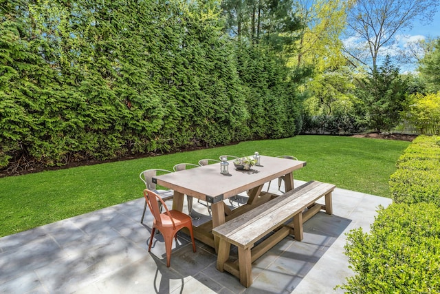 view of patio / terrace with fence and outdoor dining space