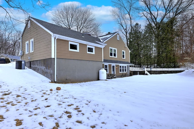 exterior space with a garage