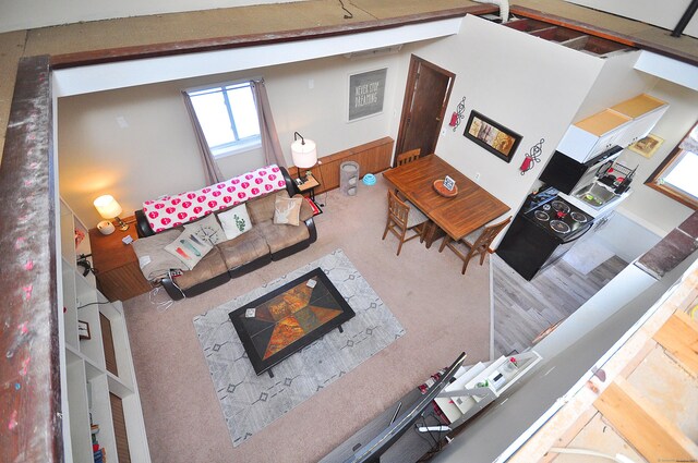 view of carpeted living area