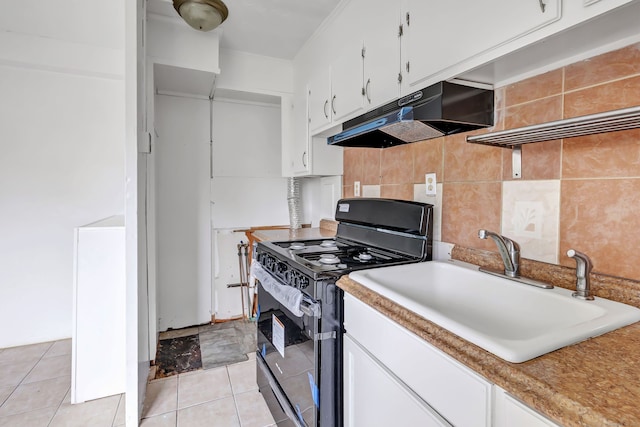 367DBUILDING5 Granfield Ave, Bridgeport, CT 06610 - kitchen featuring black / electric stove, under cabinet range hood, a sink, white cabinets, and light countertops