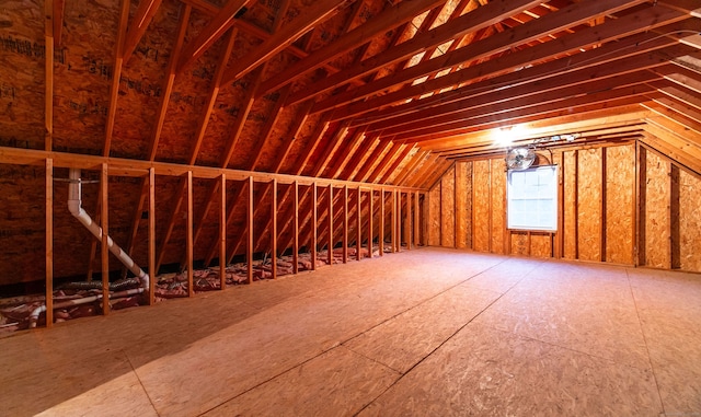 view of unfinished attic