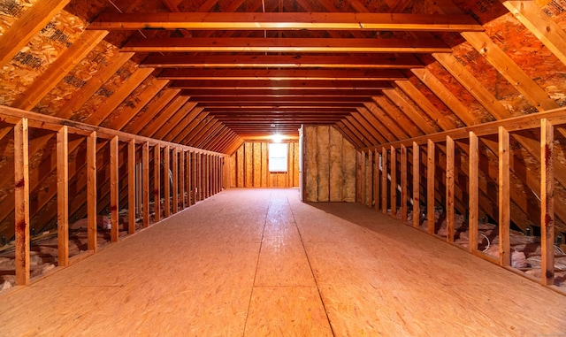 view of unfinished attic