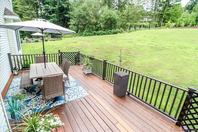 55 Country Woods Ln, Southbury, CT 06488 - deck with outdoor dining space and a yard