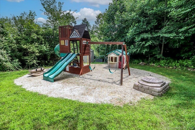 55 Country Woods Ln, Southbury, CT 06488 - view of playground with a lawn