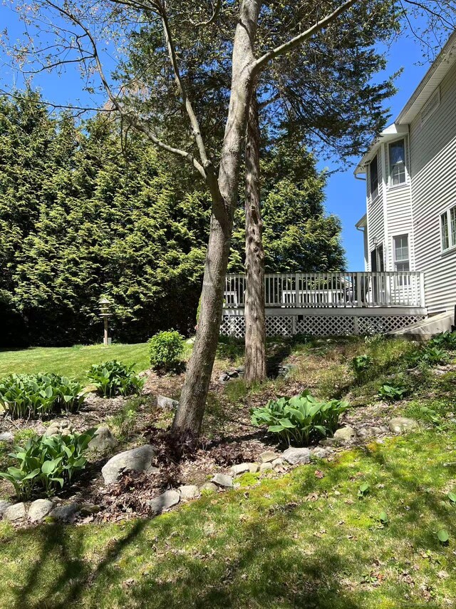 75 Heather Glen Ln, Groton, CT 06355 - view of grassy yard with a deck
