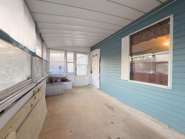 view of unfurnished sunroom