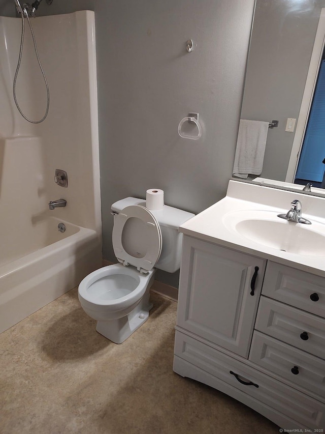 full bathroom featuring vanity, toilet, and tub / shower combination