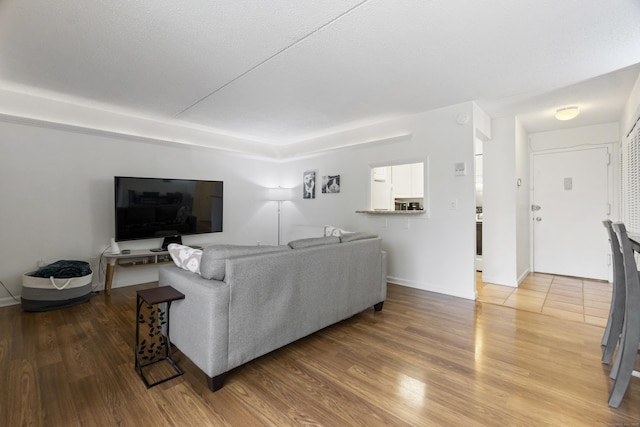 living area featuring light wood-style floors