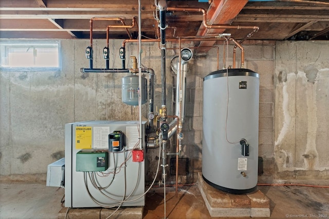 utilities with a heating unit and gas water heater