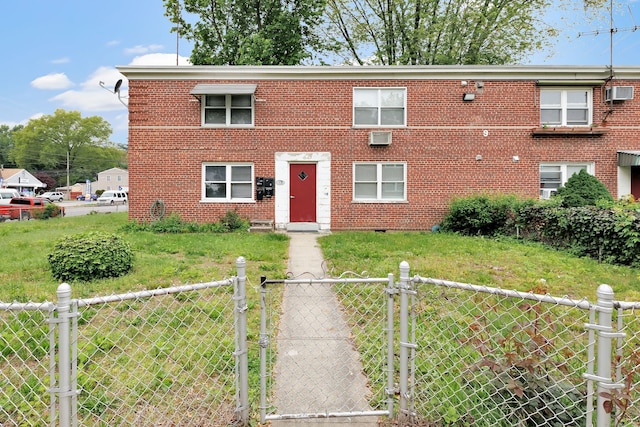 355BBUILDING9 Granfield Ave, Bridgeport, CT 06610 - view of front of house featuring a gate, a wall mounted AC, and brick siding