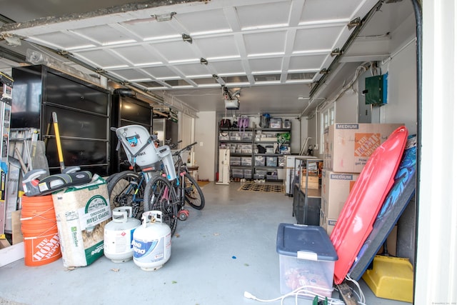 garage with a garage door opener