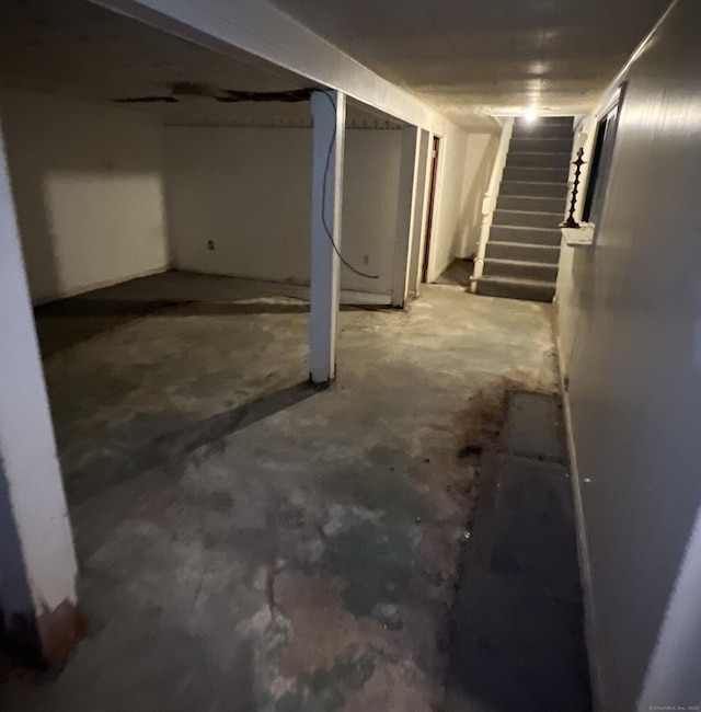 280 Merrow Rd, Tolland, CT 06084 - unfinished below grade area featuring stairs