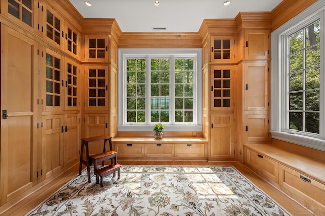 living area with recessed lighting