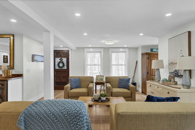 11 Pearl St, Groton, CT 06340 - living area featuring light wood finished floors, recessed lighting, and baseboards