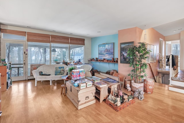 living area with wood finished floors