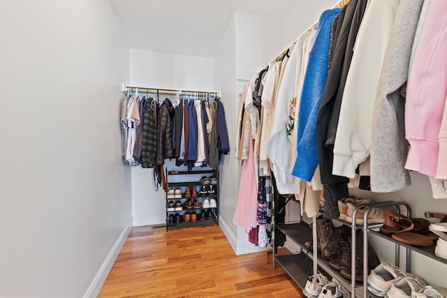 spacious closet featuring light wood-type flooring