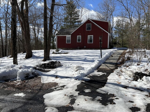 view of snow covered exterior