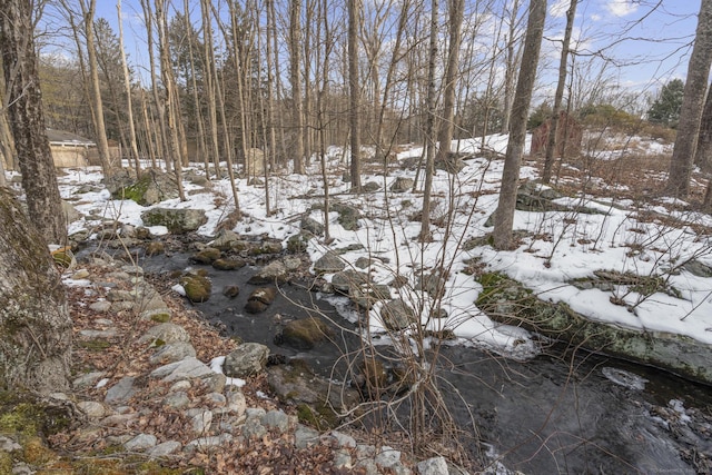 view of snow covered land