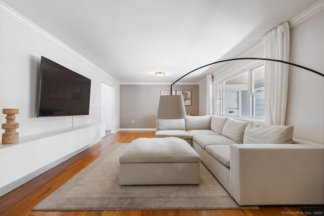 29 Maplewood Dr, Greenwich, CT 06807 - living room featuring crown molding, wood finished floors, and baseboards