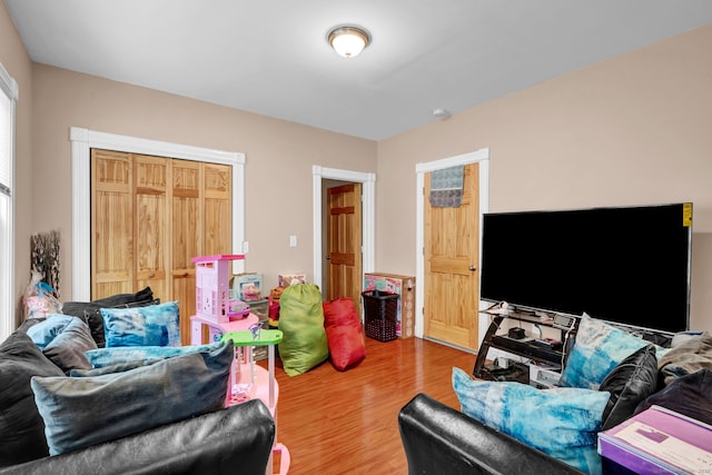 living area with wood finished floors