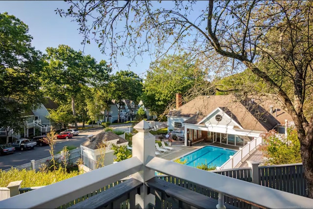 exterior space featuring a fenced backyard and a fenced in pool