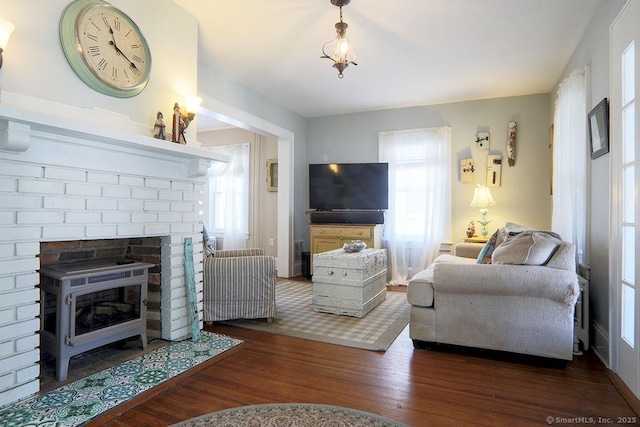 living room with wood finished floors