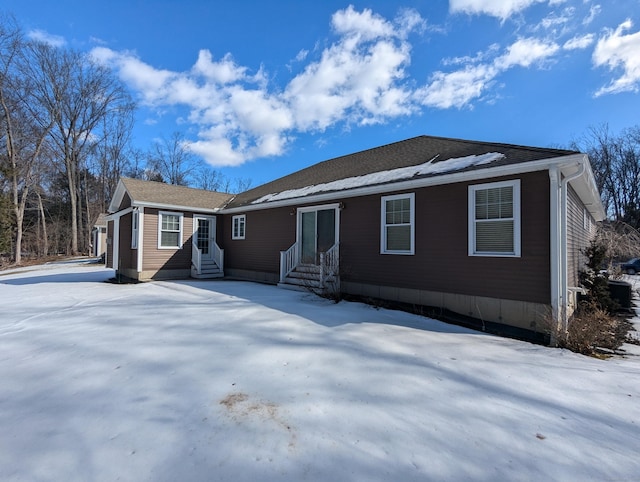 single story home with entry steps