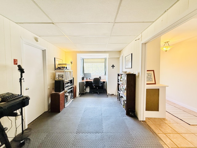 office area featuring a drop ceiling