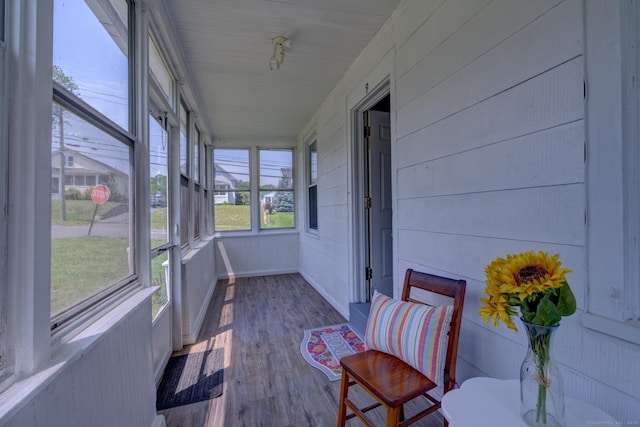 9 Crown St, Middletown, CT 06457 - sunroom featuring wood finished floors and wooden walls