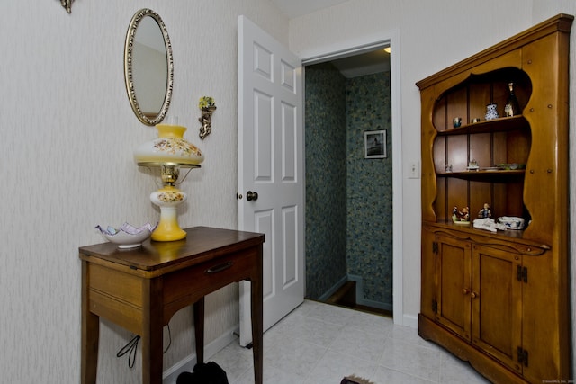 interior space featuring light tile patterned floors