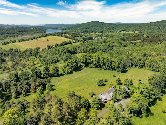 bird's eye view featuring a view of trees